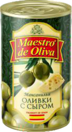 Оливки з сиром "Maestro de Oliva", 300г з/б